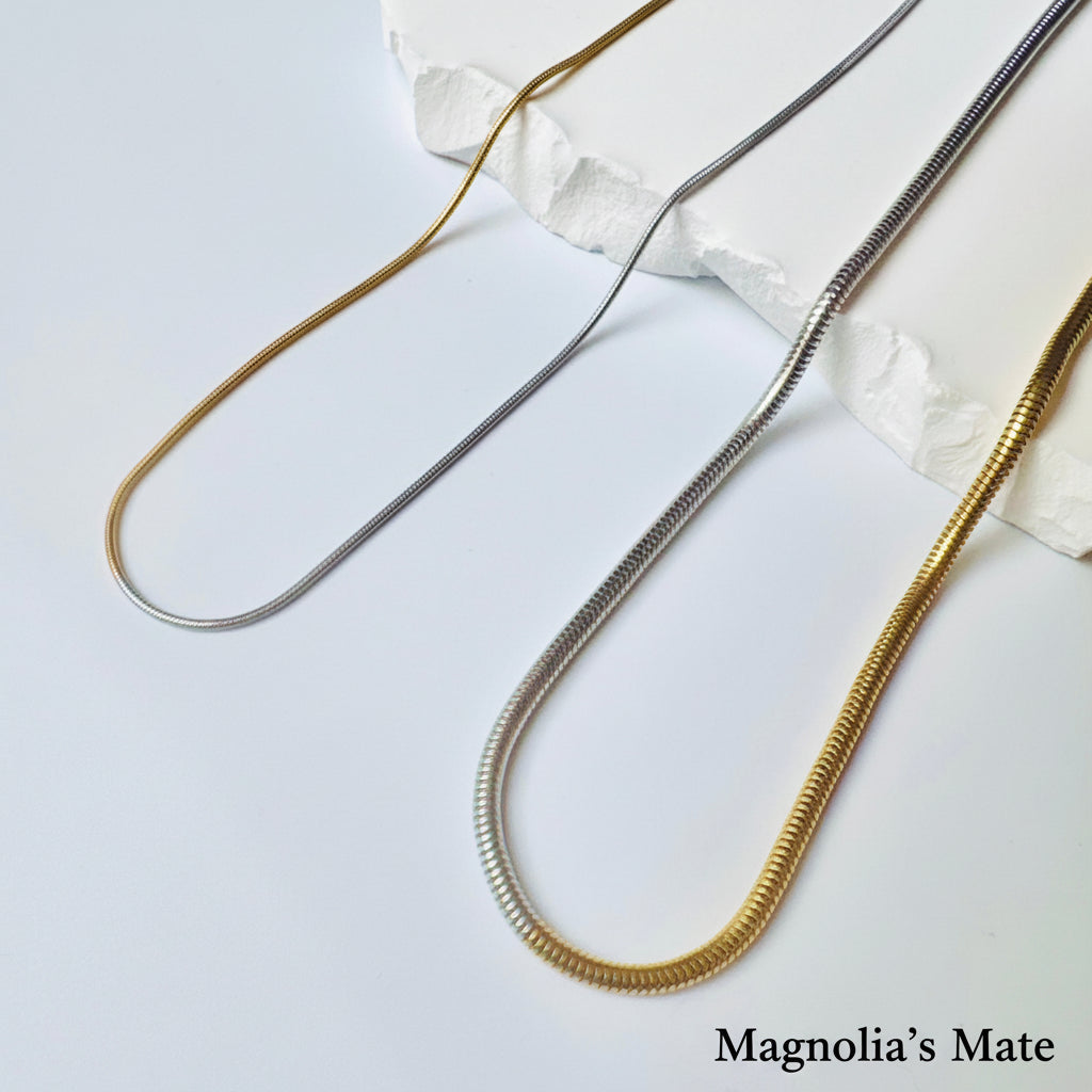ツートーン　スネークチェーンネックレス 　2style　【スピード配送】
