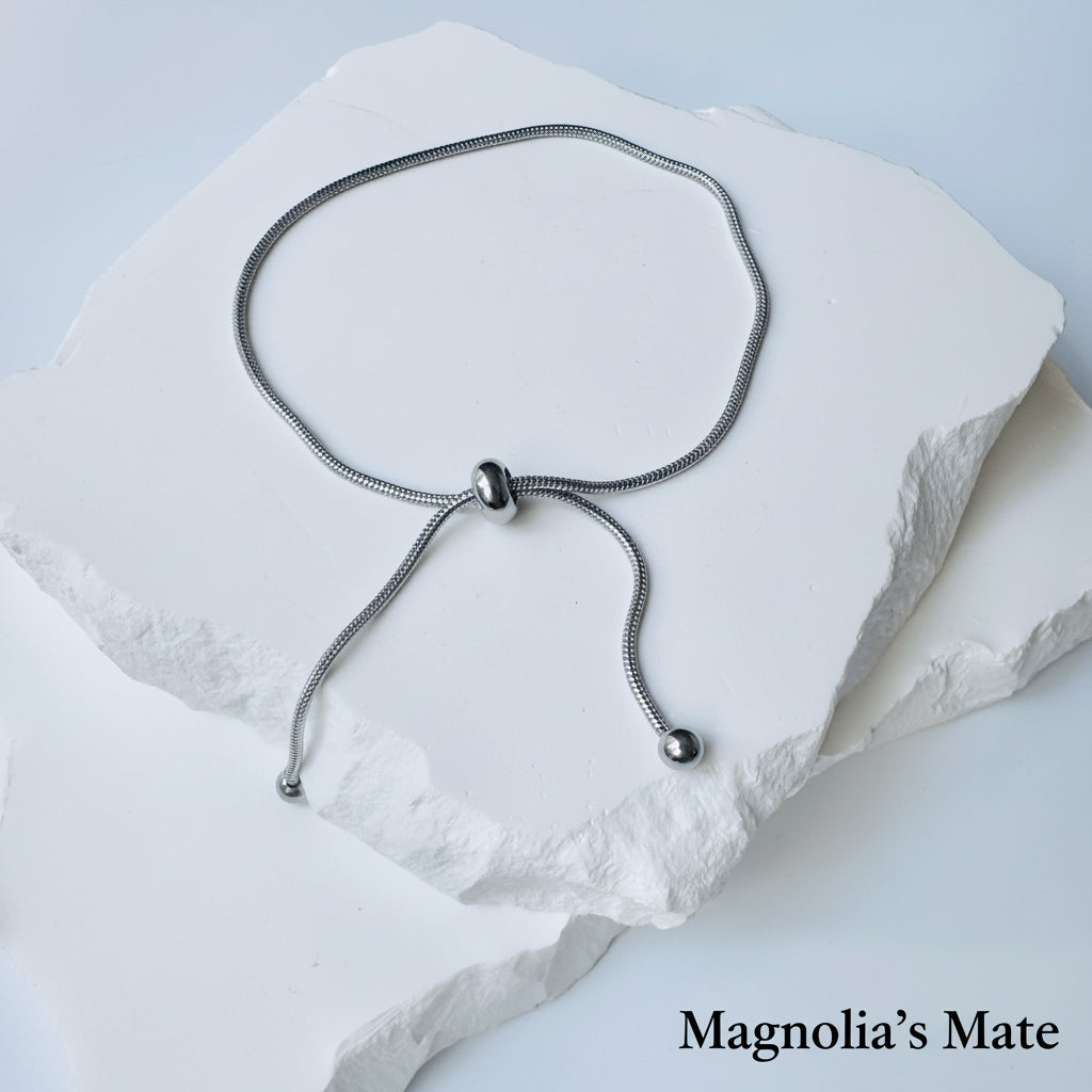 Beaded ribbon chain bracelet in 3 colors [Fast shipping]