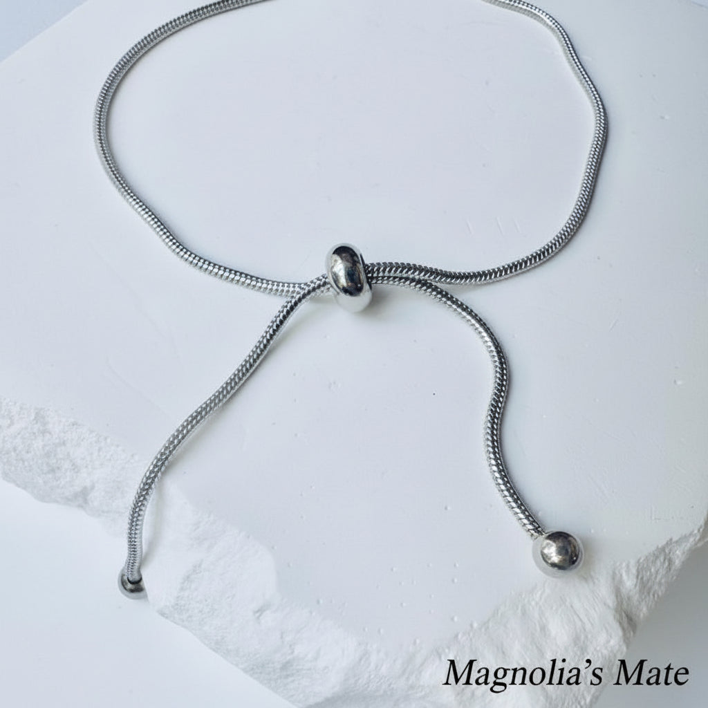 Beaded ribbon chain bracelet in 3 colors [Fast shipping]