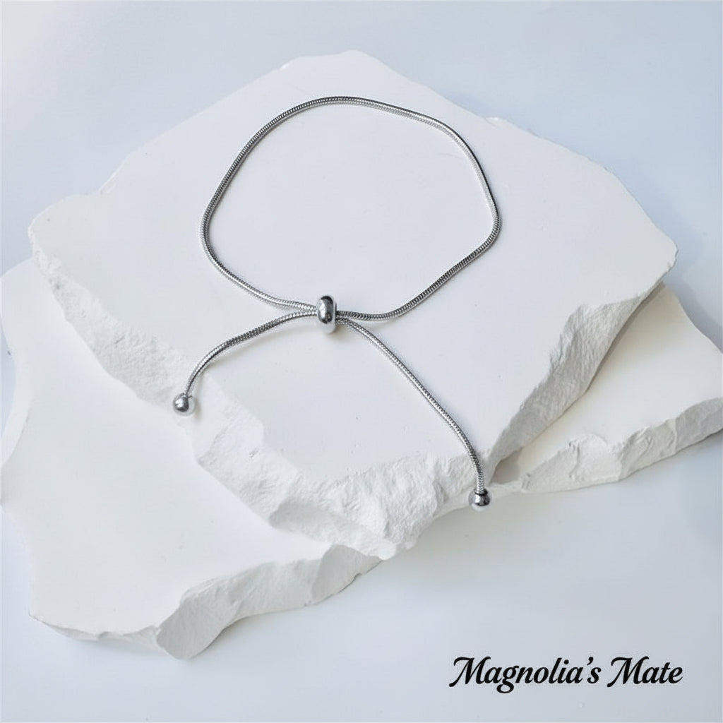 Beaded ribbon chain bracelet in 3 colors [Fast shipping]