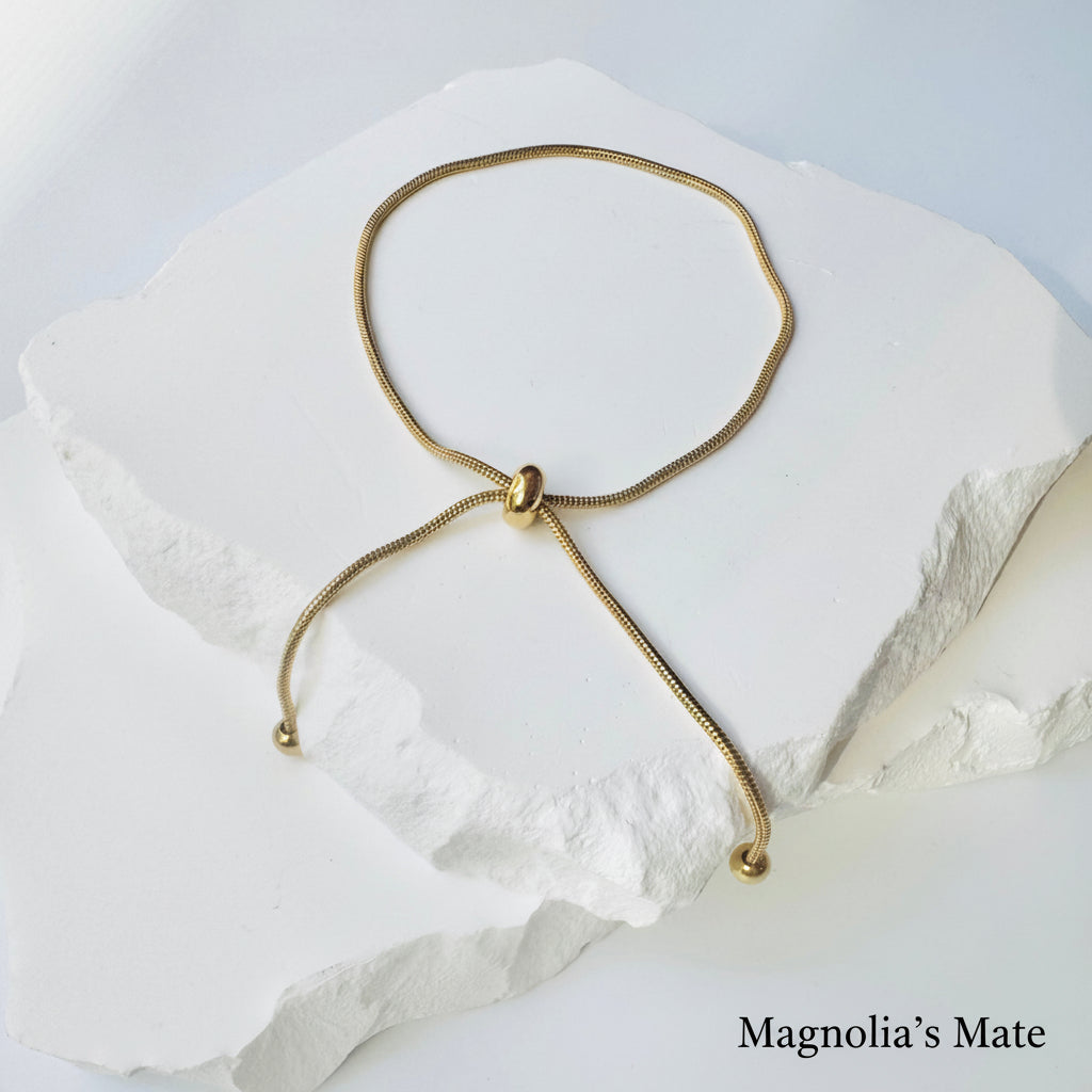 Beaded ribbon chain bracelet in 3 colors [Fast shipping]