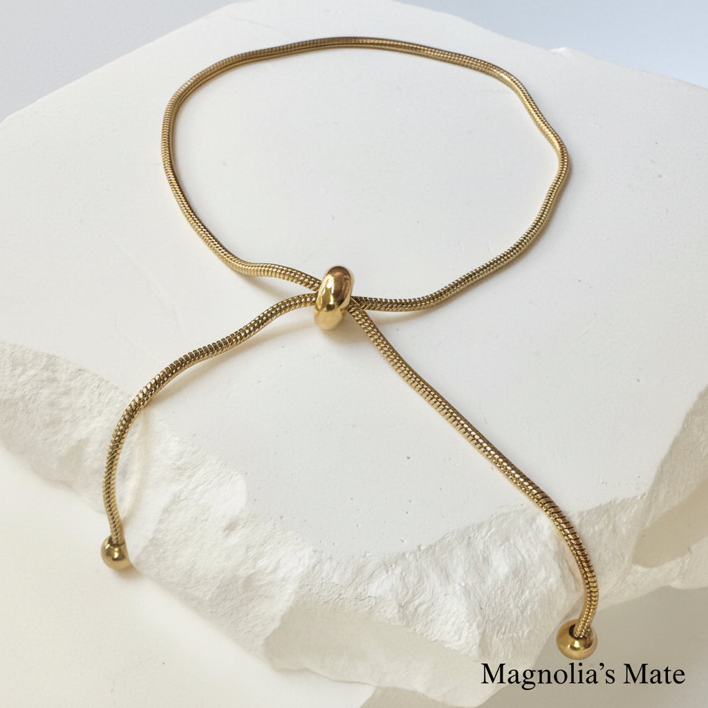 Beaded ribbon chain bracelet in 3 colors [Fast shipping]