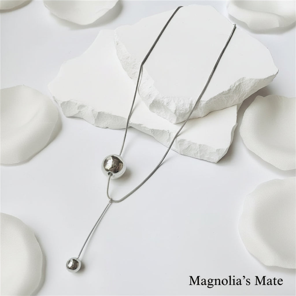 ダブルボール　ネックレス　ゴールド/シルバー　【スピード配送】