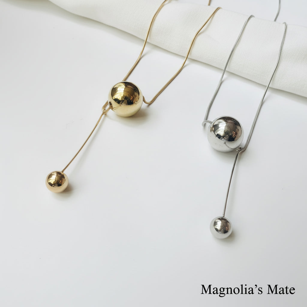 ダブルボール　ネックレス　ゴールド/シルバー　【予約商品】