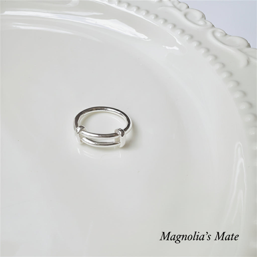 Double line design silver ring [Fast delivery]
