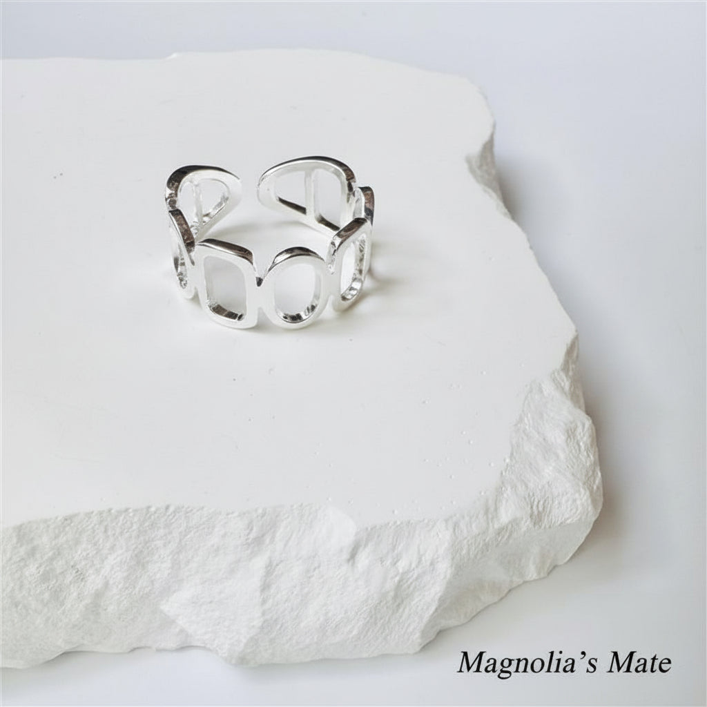 ジオメトリック オープンリング シルバー 【スピード配送