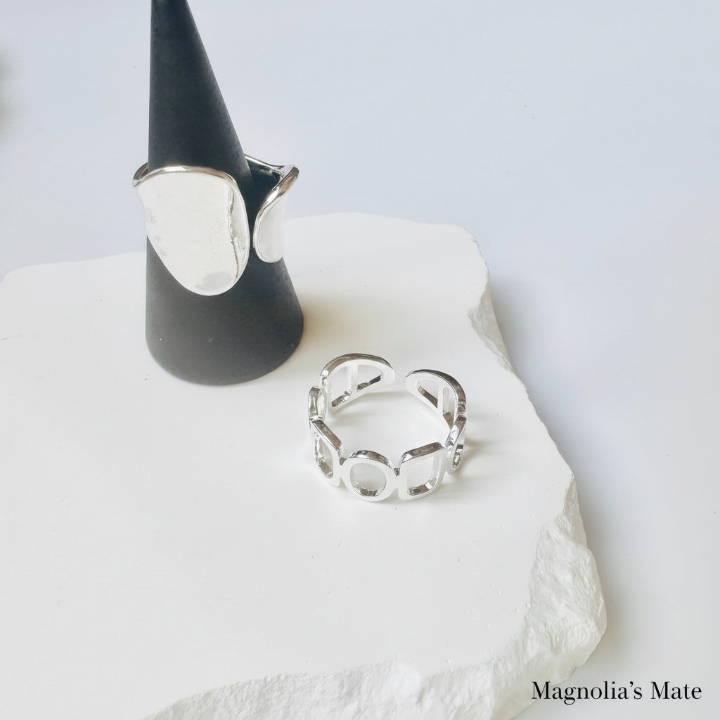 ジオメトリック オープンリング シルバー 【スピード配送