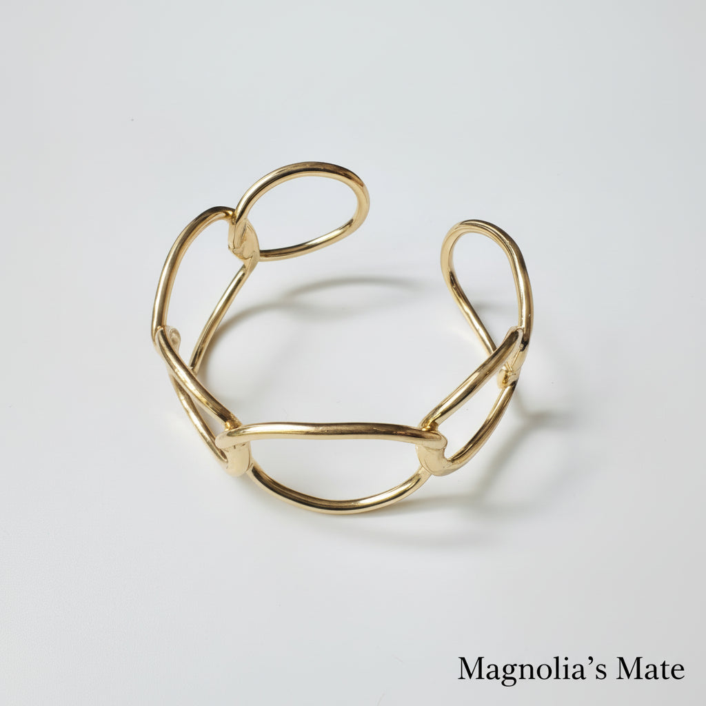 チェーンカフバングル　ゴールド/シルバー　【スピード配送】