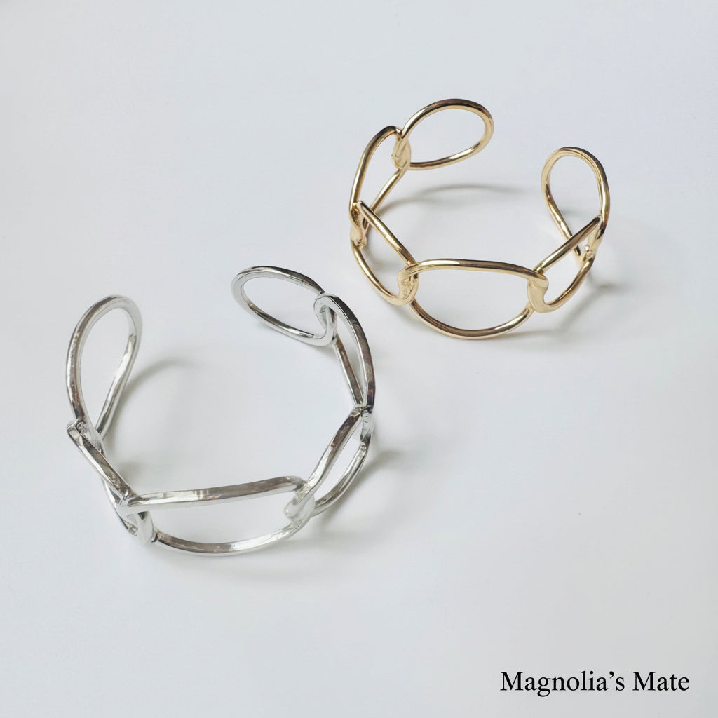 チェーンカフバングル　ゴールド/シルバー　【スピード配送】