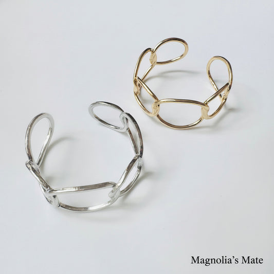 チェーンカフバングル　ゴールド/シルバー　【スピード配送】