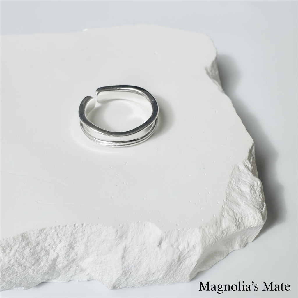 ワイドアクセント　リング　シルバー　【スピード配送】