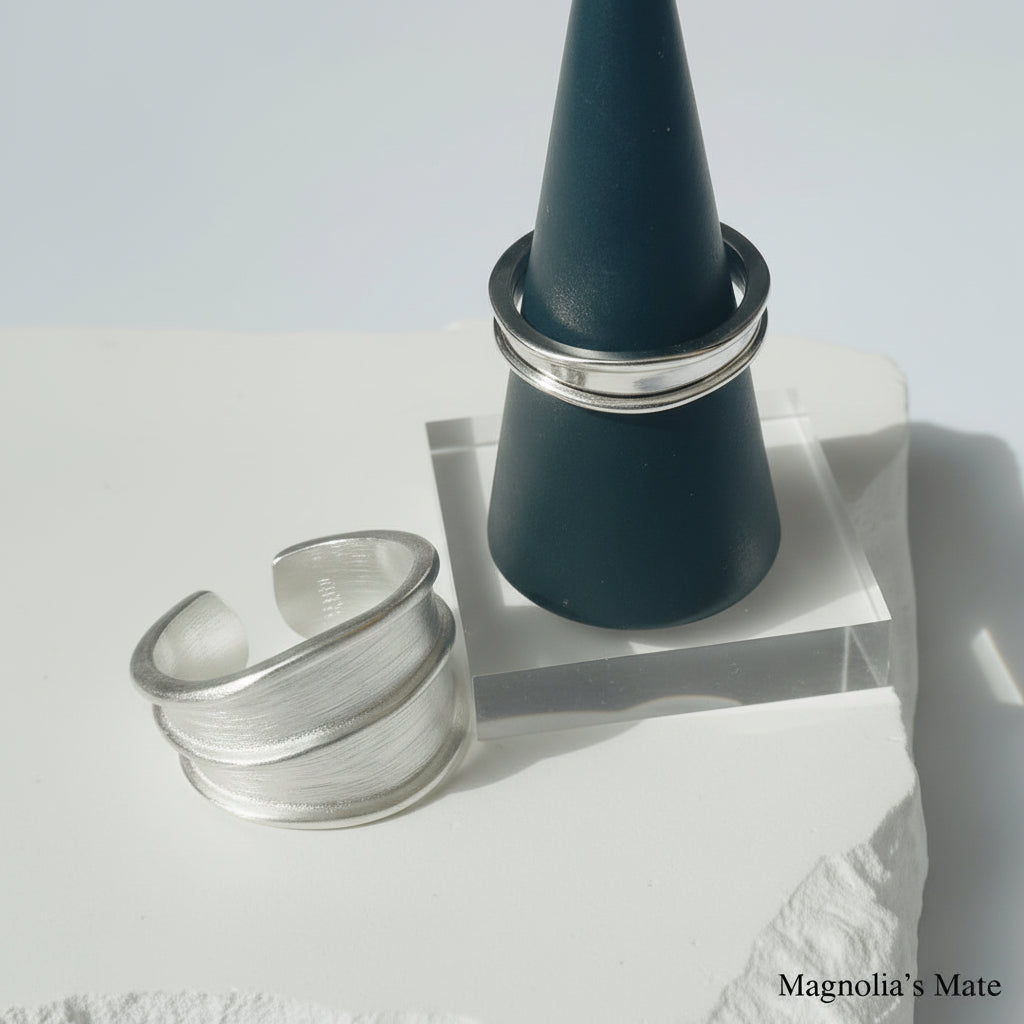 ワイドアクセント　リング　シルバー　【スピード配送】