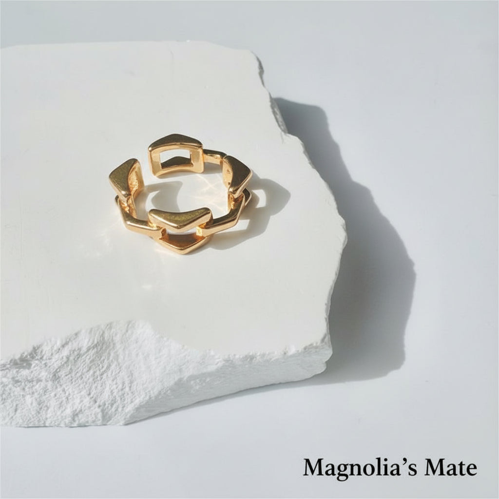 立体チェーンリング ゴールド 【スピード配送】 – Magnolia's Mate