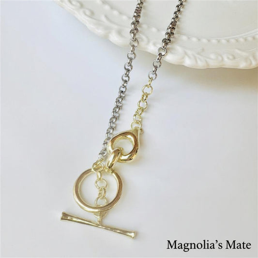 Bicolor Mantel Chain Necklace Gold &amp; Silver [Fast Shipping]