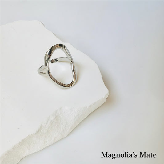 オーバルカクテルリング　　ゴールド/シルバー　【スピード配送】