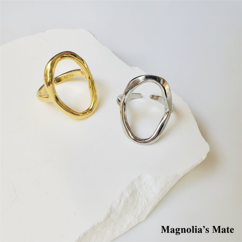 オーバルカクテルリング　　ゴールド/シルバー　【スピード配送】３月下旬発送予定