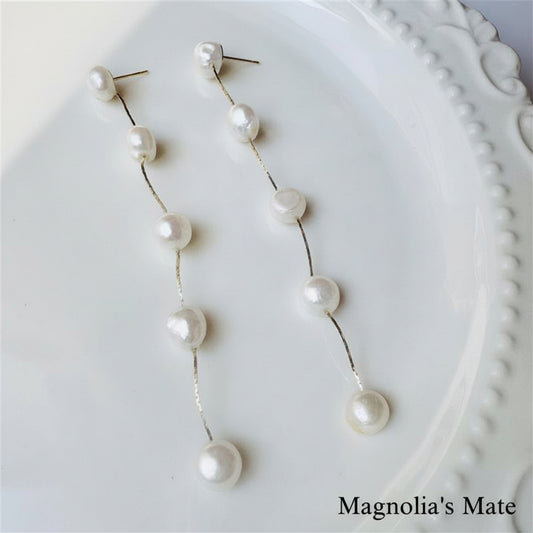 ゆらゆら淡水パールピアス　ゴールド 【スピード配送】