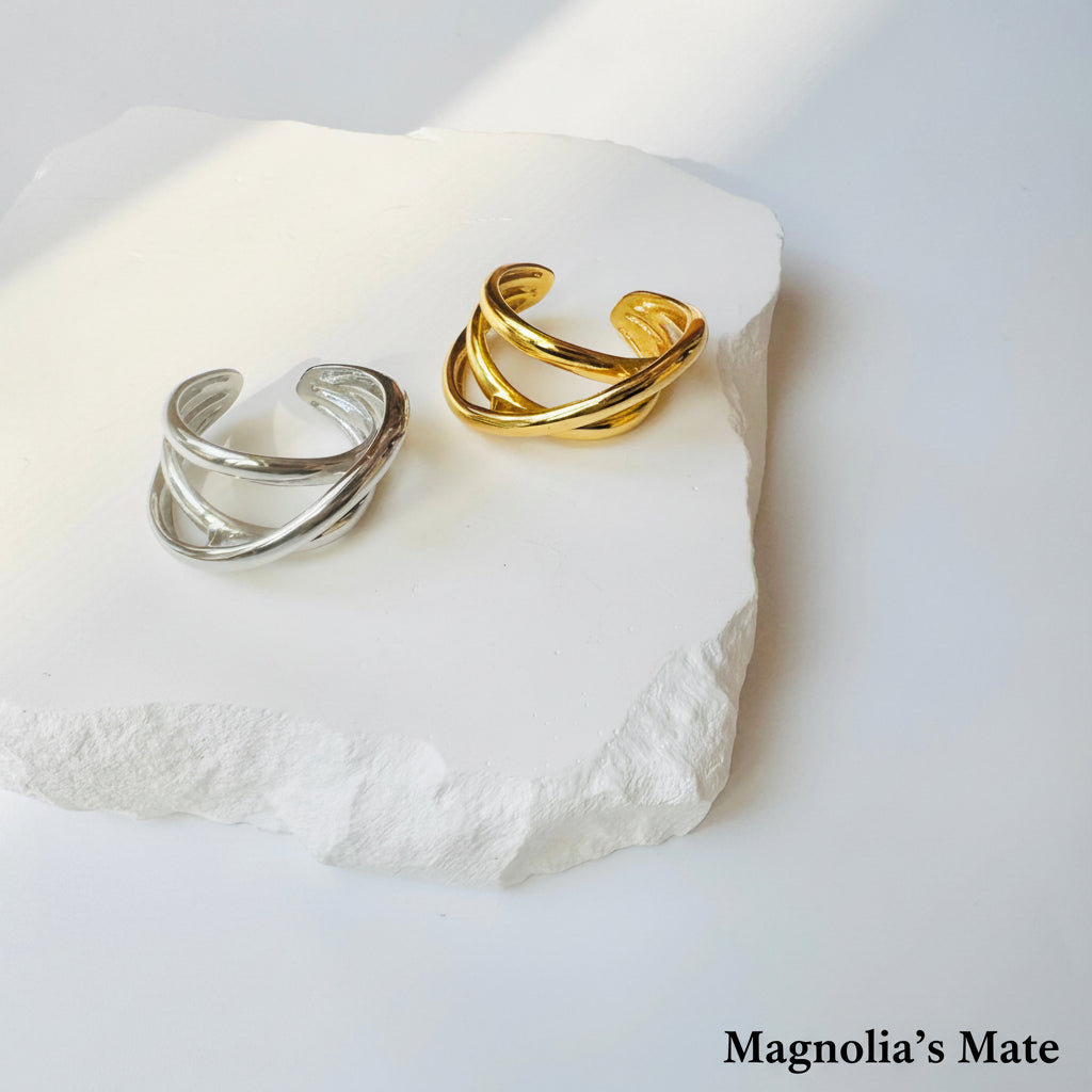 クロスレイヤード　リング　ゴールド /シルバー　【スピード配送】