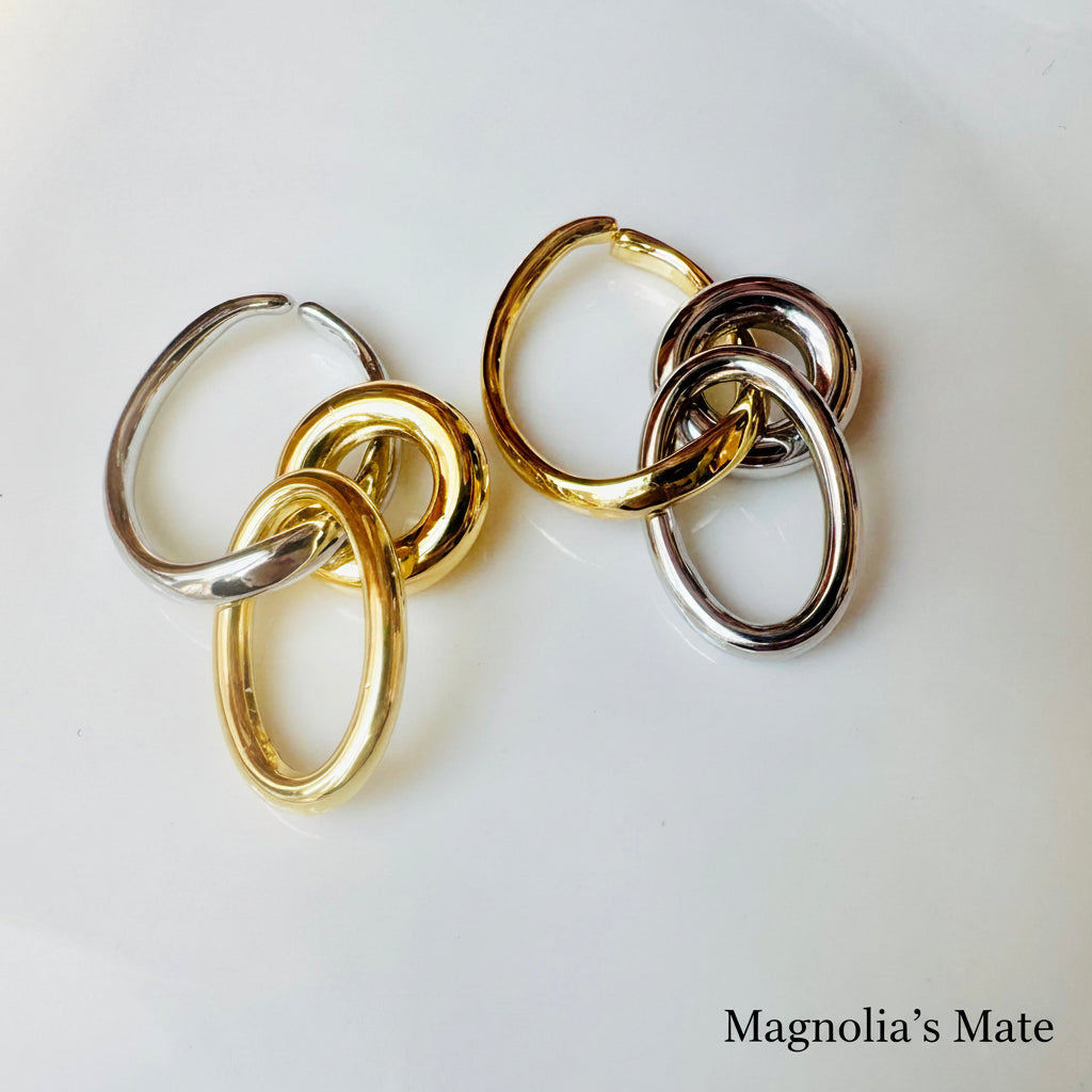 Two-tone 3-ring ear cuff [Fast delivery]
