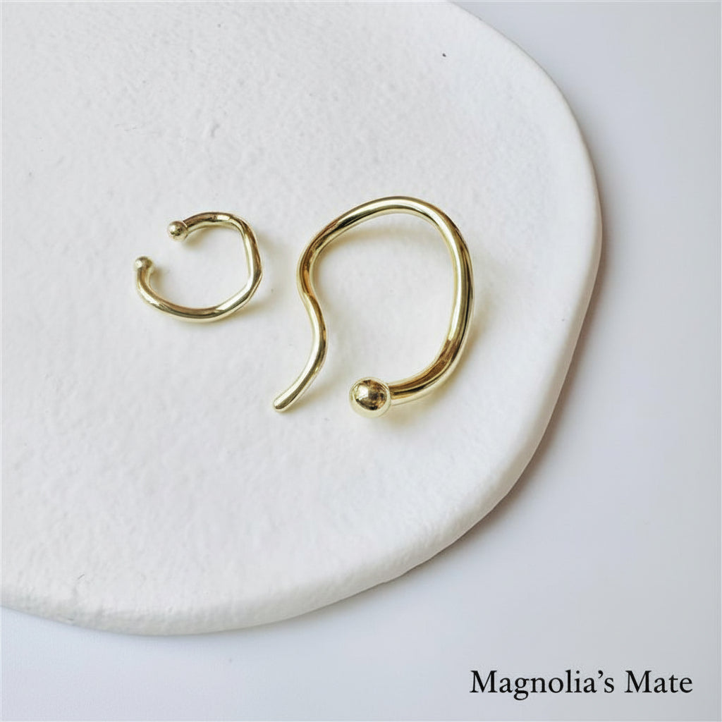 ねじりニュアンス　イヤーカフ２P　ゴールド/シルバー【スピード配送】