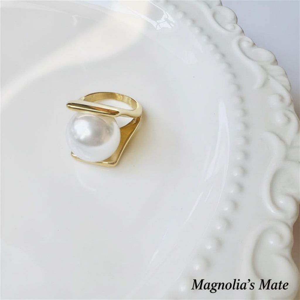 Drop pearl ring [Fast delivery]