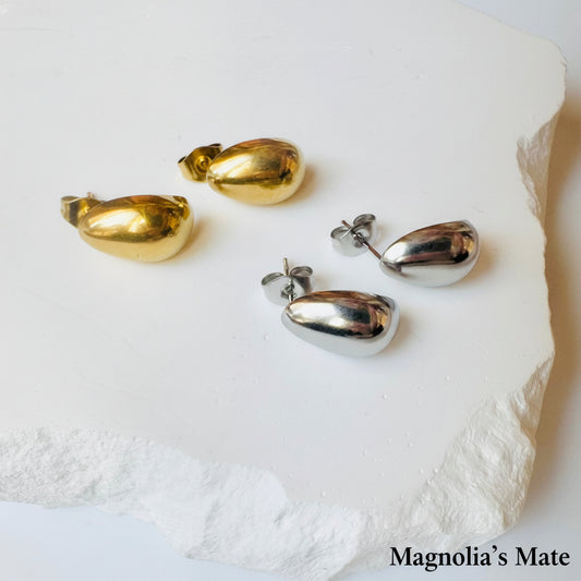 Curved Water Drop Earrings Gold/Silver [Fast Shipping]