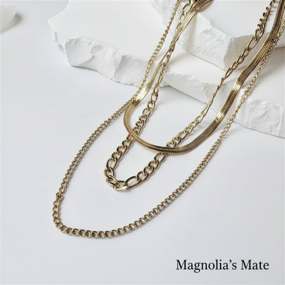 Stainless steel chain necklace 3-piece set Gold/Silver [Fast delivery]