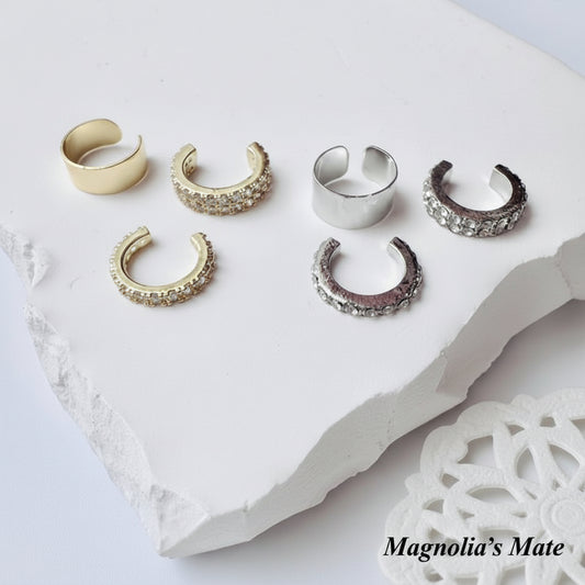 Pavé Diamond Ear Cuff 3P Set Gold/Silver [Fast Shipping]