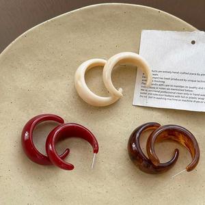 レトロカラーフープピアス　3色【予約商品】