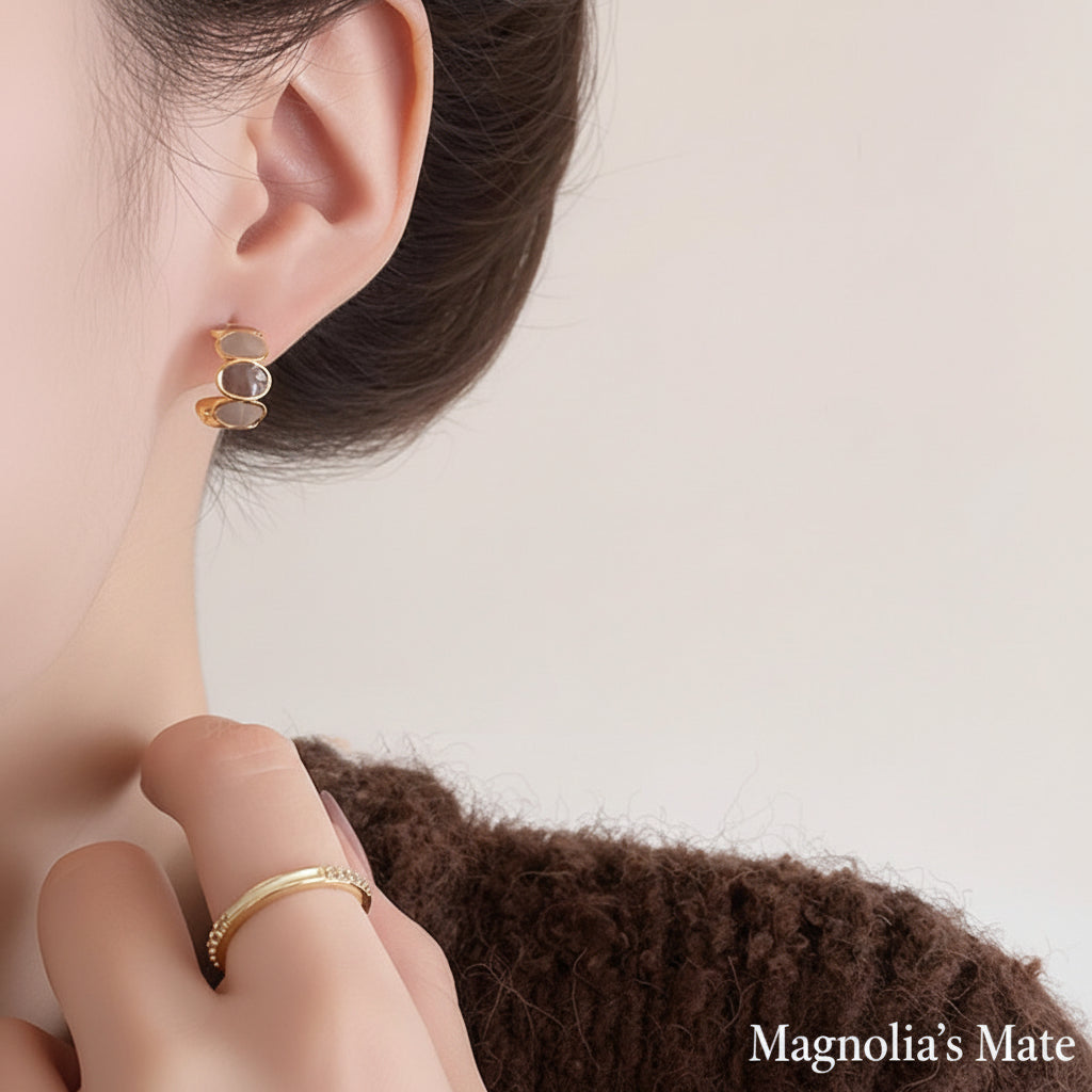 ブラウンニュアンス・デザインピアス　3種【予約商品】