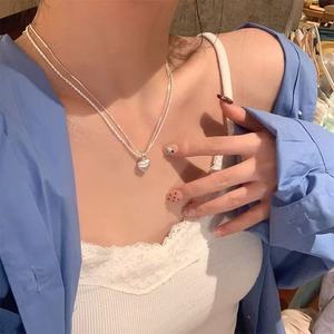 マットシルバー　ハート＆シャインチェーンネックレス【予約商品】