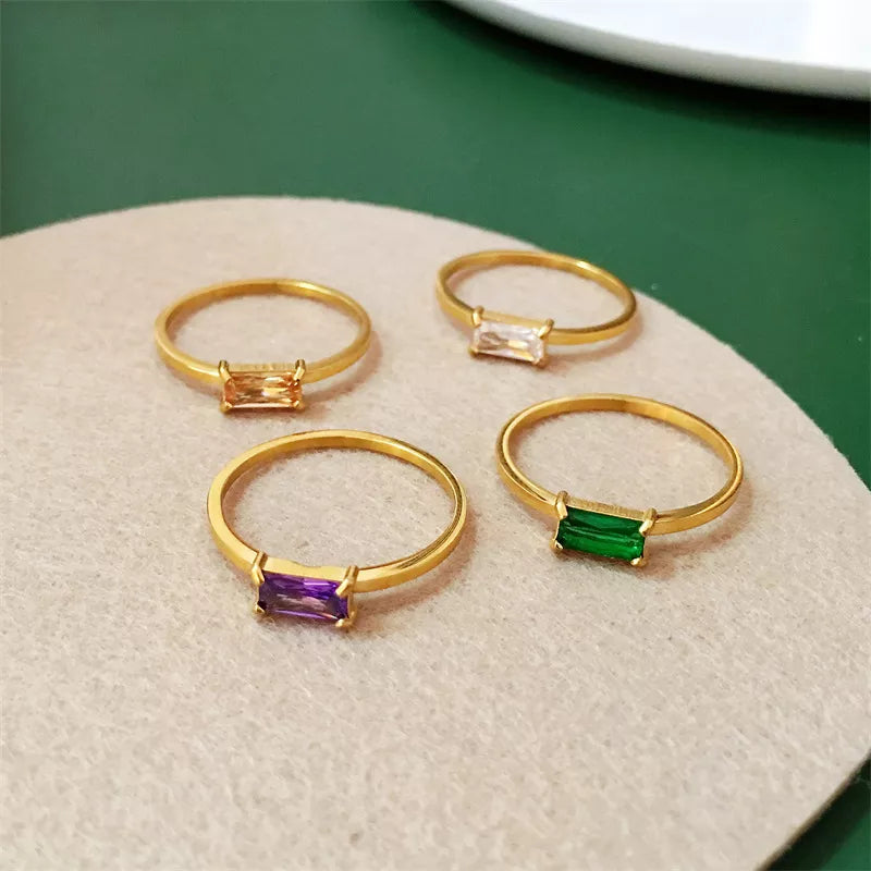 スレンダーカラーストーンリング　4色 【予約商品】