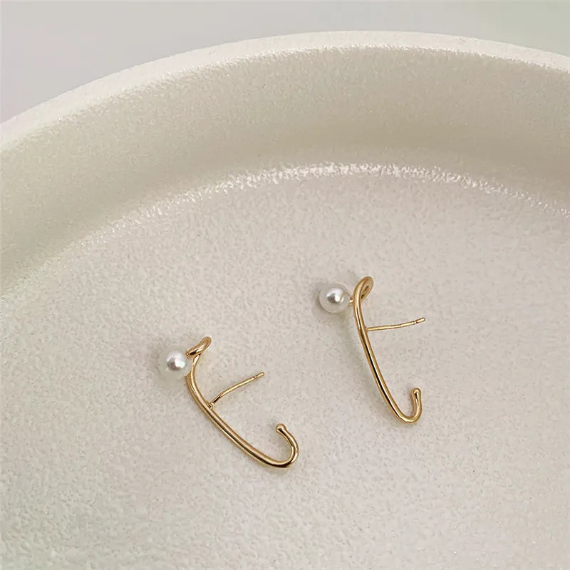 ななめライン　パールピアス 【予約商品】