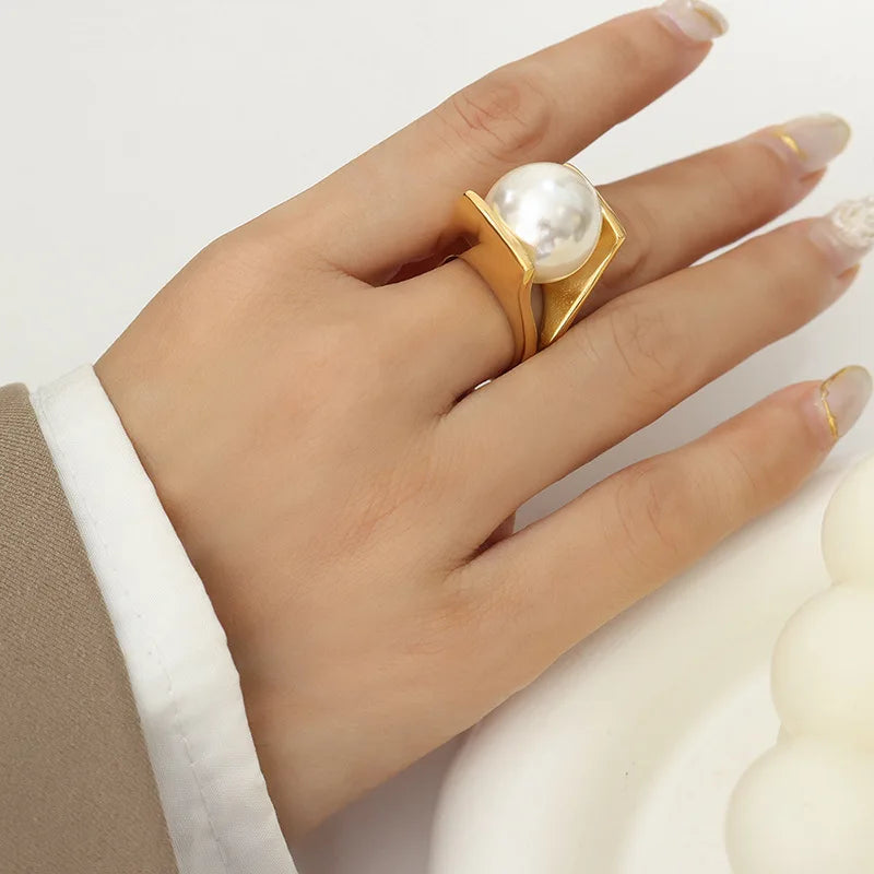 Drop pearl ring [Fast delivery]