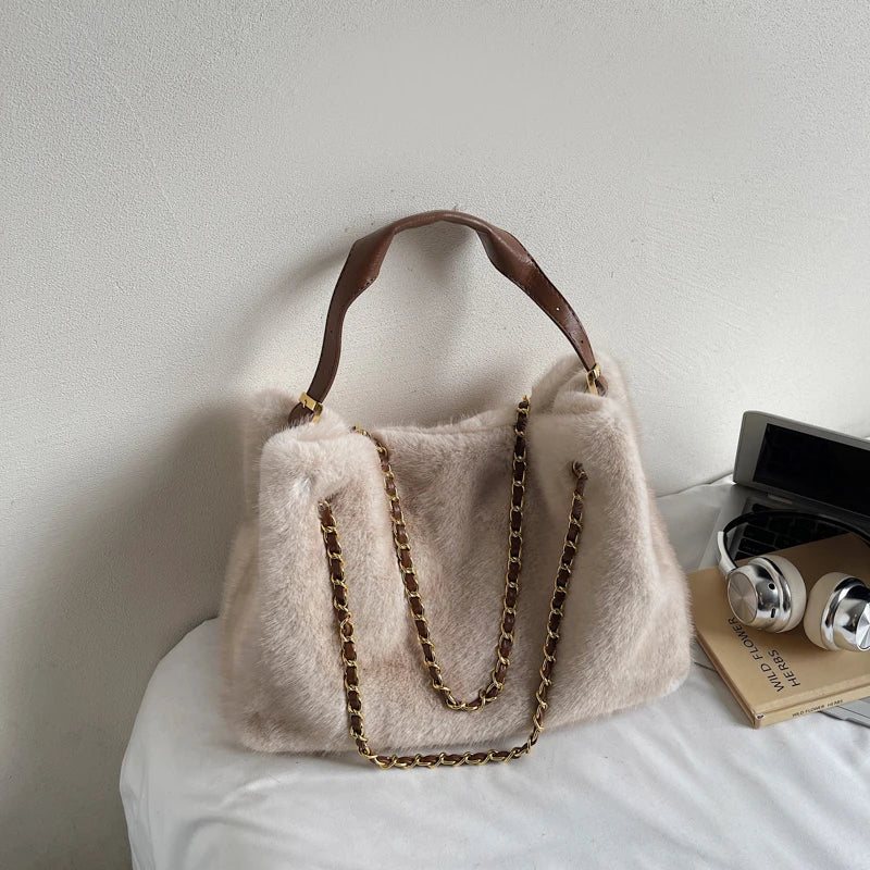 フェイクファー チェーンショルダーバッグ　6色【予約商品】