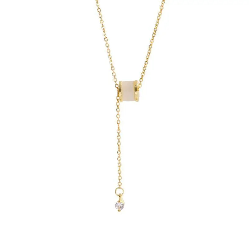 Dangling Opal &amp; Crystal Necklace Gold/Silver [Fast Shipping]