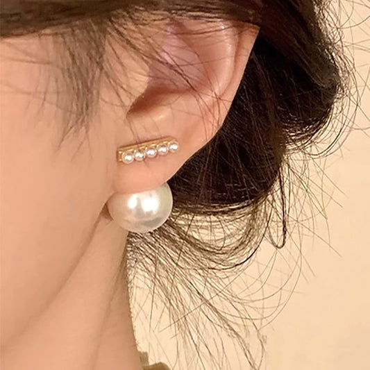 フロント＆バッグパールピアス　ゴールド　【予約商品】