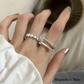 Connect Heart Ring &amp; Double Line Ring Silver [Fast Shipping]