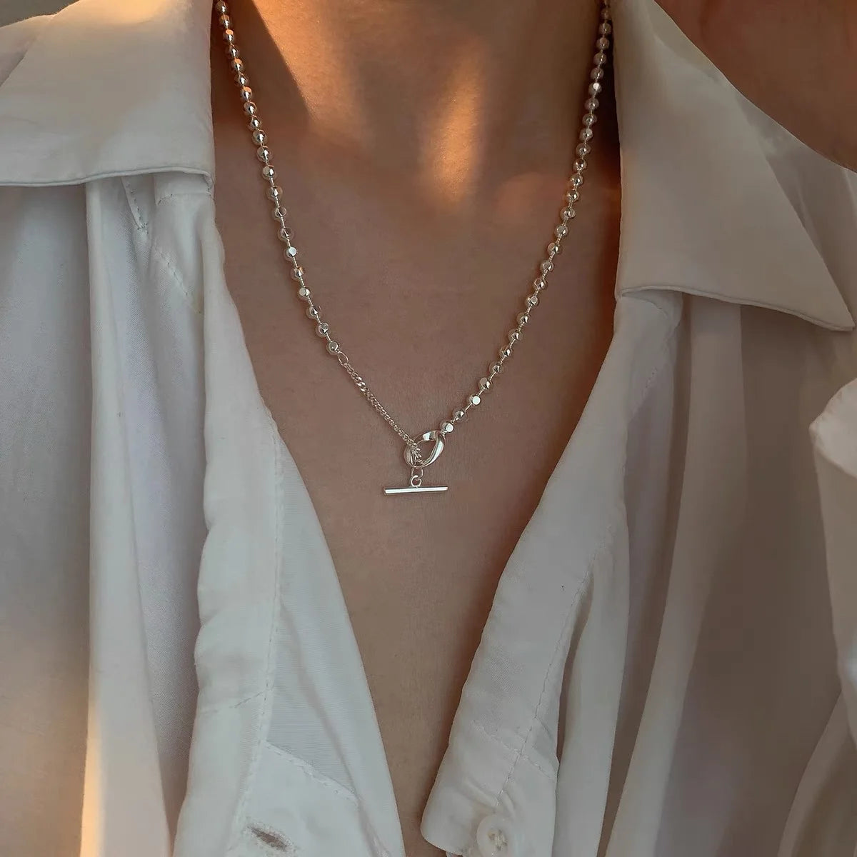 Minimal T Silver Chain Necklace [Pre-order item]