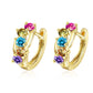 Rainbow Stone Circle Earrings Gold/Silver [Pre-order Item]