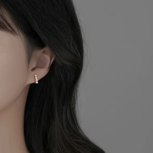 4 pearl hoop earrings in gold/silver [Fast delivery]