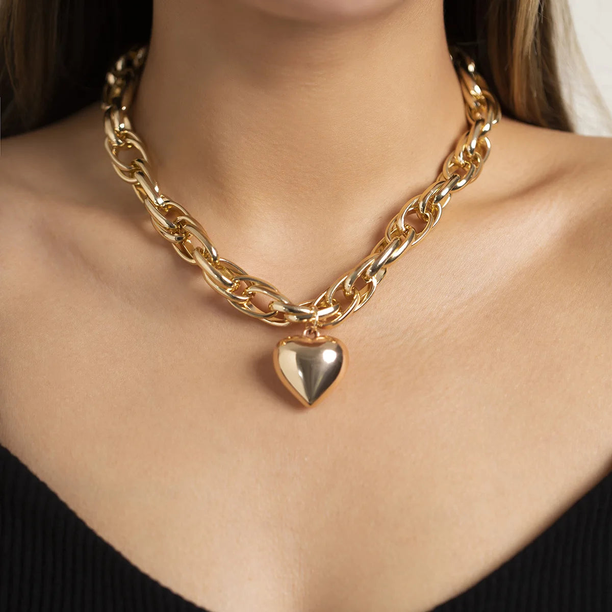 Classic Heart Chain Necklace Silver/Gold [Pre-order Item]