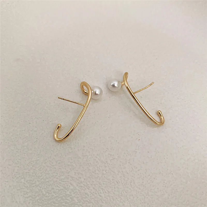 ななめライン　パールピアス 【予約商品】
