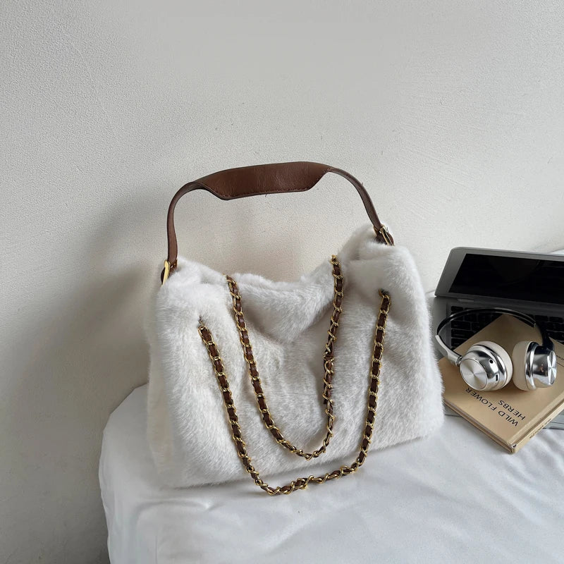 フェイクファー チェーンショルダーバッグ　6色【予約商品】