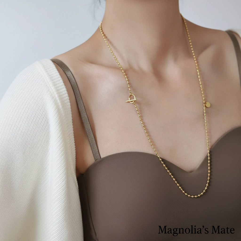 Adjustable Ball Chain 3-way Long Necklace Gold/Silver [Fast Shipping]