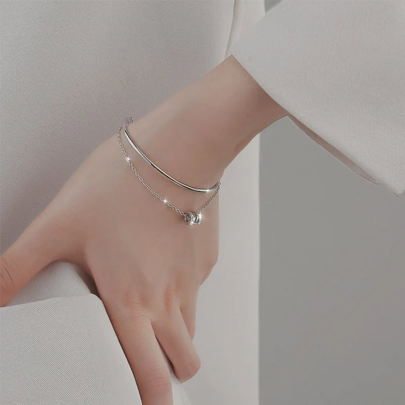 Slim Design Silver Band Bracelet Silver [Pre-order Item]