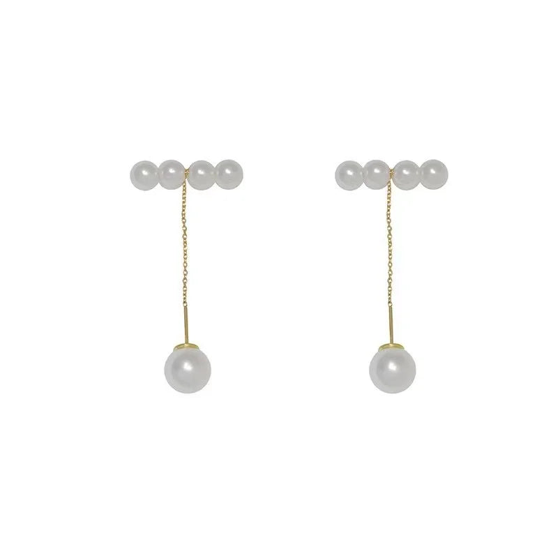 パールライン ロングドロップピアス【予約商品】