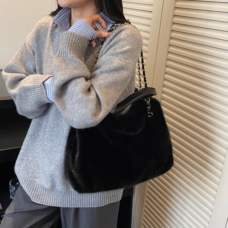 フェイクファー チェーンショルダーバッグ　6色【予約商品】
