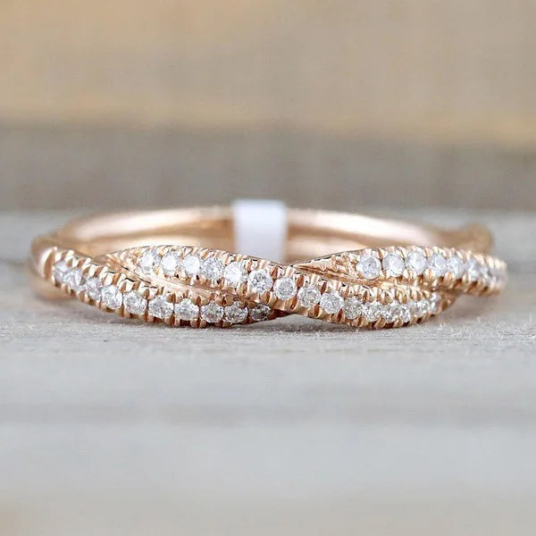 Vintage V-Cut Zircon Ring Silver/Rose Gold [Pre-order Item]