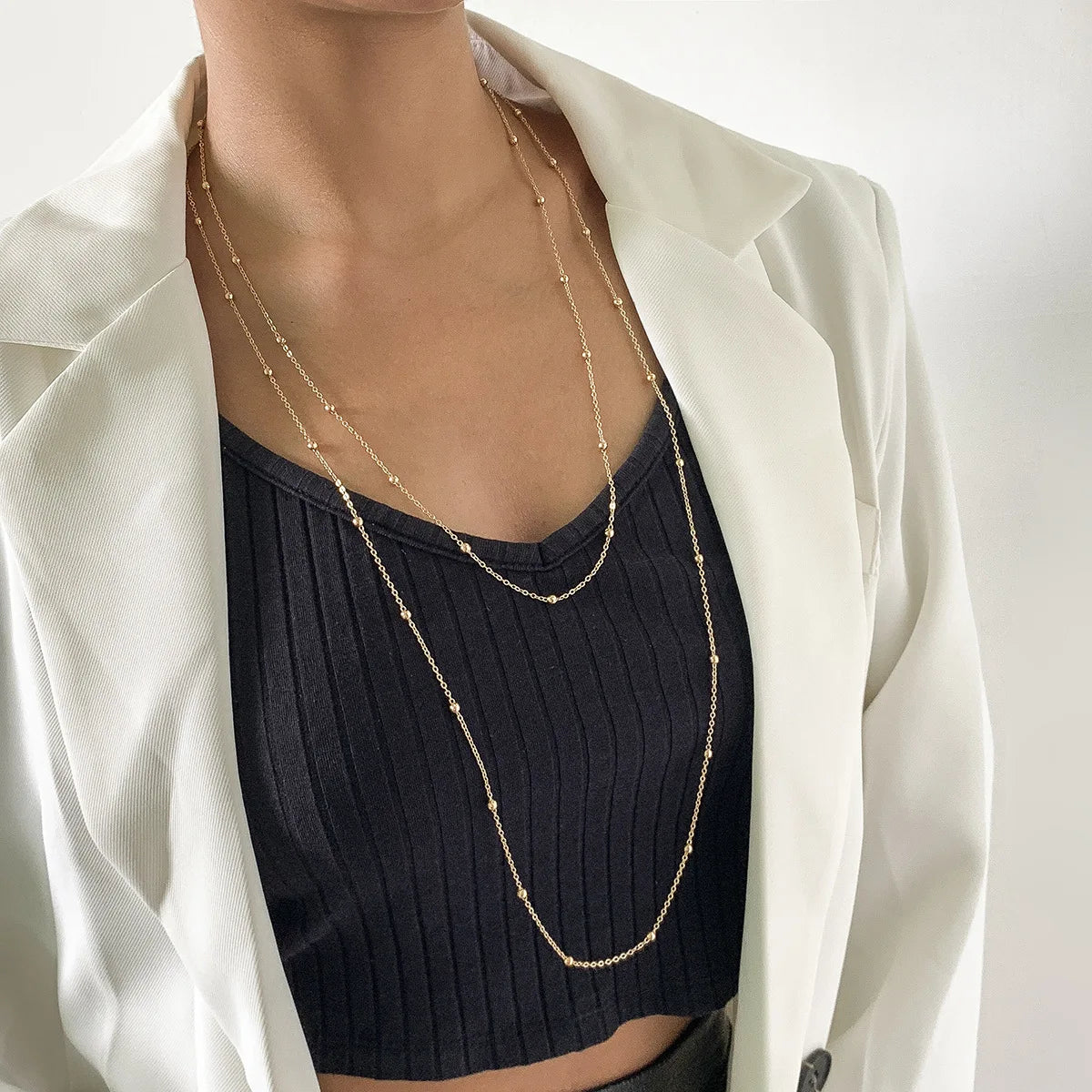 Accent Long Necklace 2-Piece Set Gold/Silver [Pre-order Item]